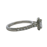 Henri Daussi Platinum and Trademark Daussi Cushion Cut Diamond Engagement Ring with Halo and Diamond Band Size 6.25