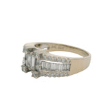 LeVian Solid 18kt White Gold and Baguette and Round 1.91ctw Diamond Cluster Ring Size 9.75