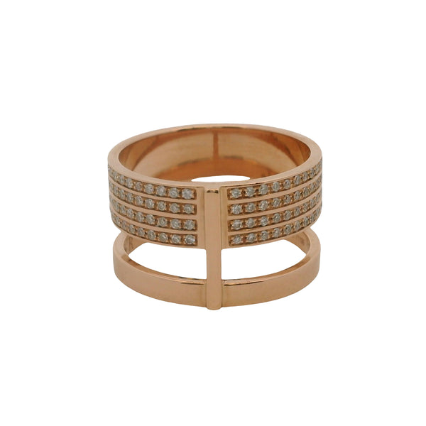 REPOSSI Retired Solid 18kt Rose Gold and Diamond Technical Berbere Double Band Ring Size 7.75