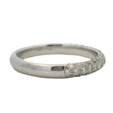 Solid 14kt White Gold and Diamond Cluster Pave Stackable 3mm Band Ring Size 6.5