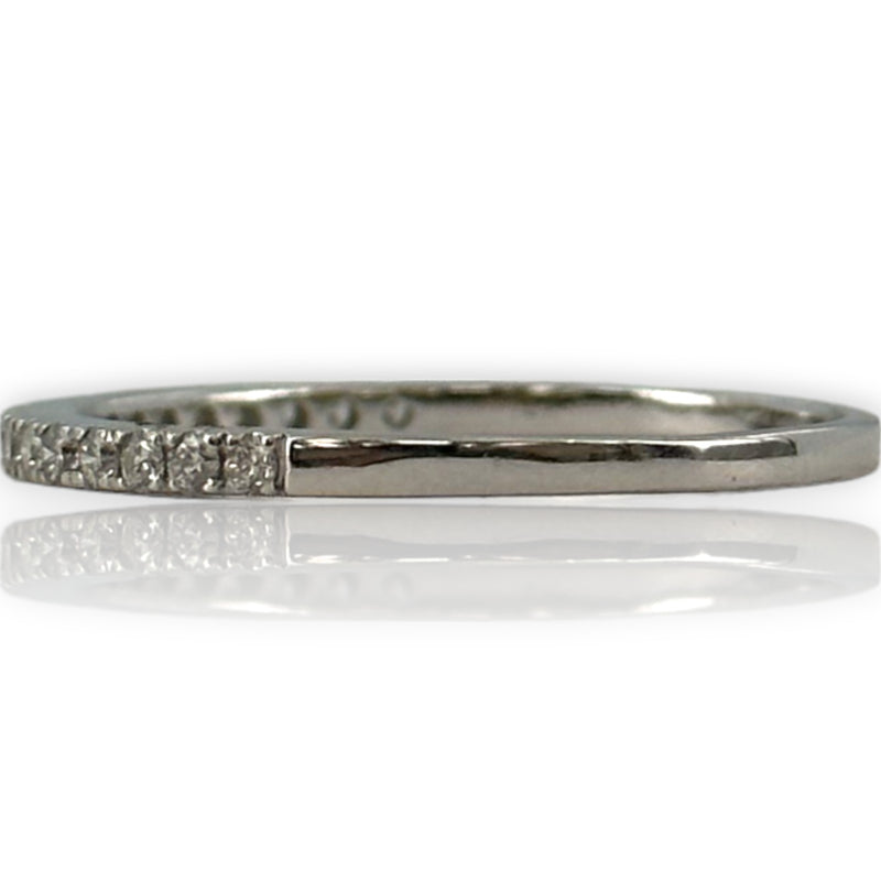 Alianza de boda apilable de media eternidad con diseños únicos en oro blanco de 14 kt y diamantes, talla 11