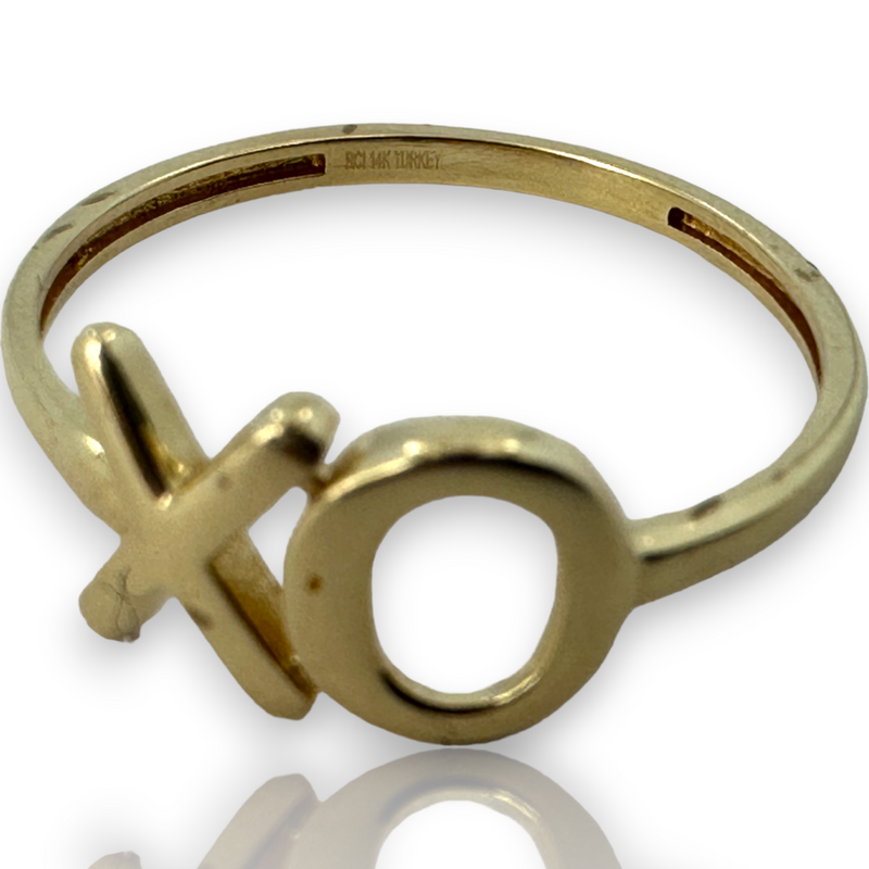 Statement Love Hugs & Kisses 14KT 585 Yellow Gold XO Ring Size 7