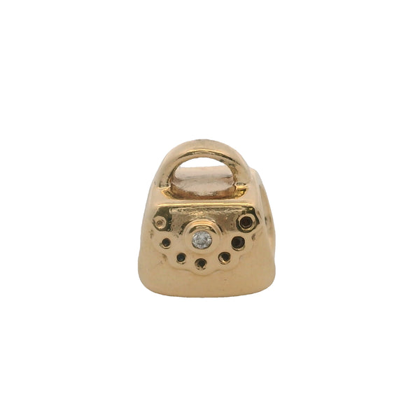 Charm deslizante para bolso de mano Pandora de oro macizo de 14 kt con un diamante.