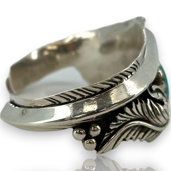 Tom Willeto Vintage Navajo Native American 925 Sterling Silver and Natural Turquoise Cuff Bracelet