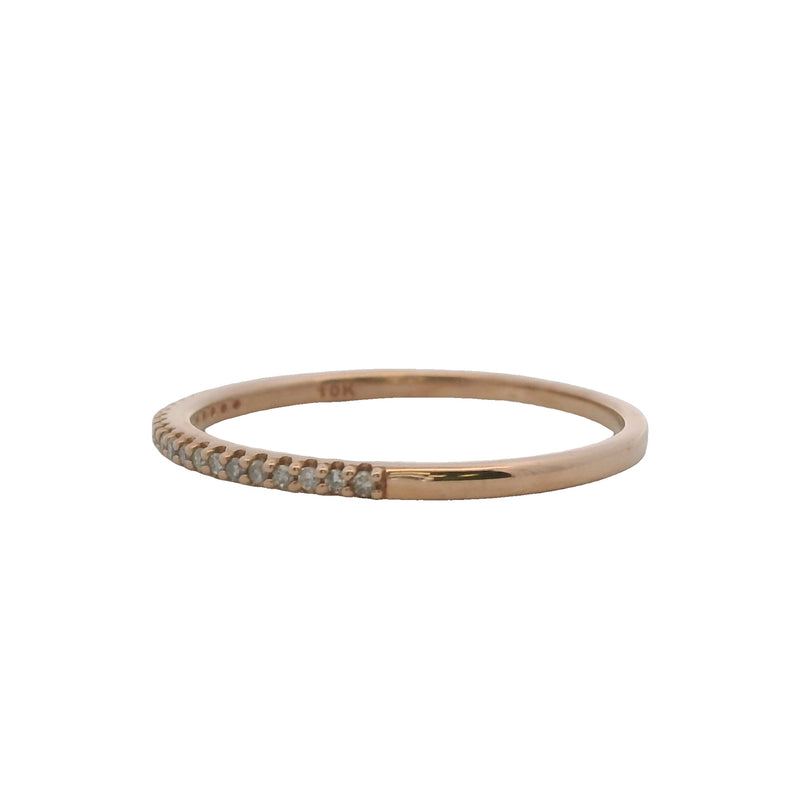 Solid 10kt Rose Gold and Diamond Thin 1.5mm Wedding Stacking Band Ring Size 9
