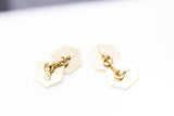 Antique Floral Pattern Striped 14k 585 Yellow Gold Cufflinks