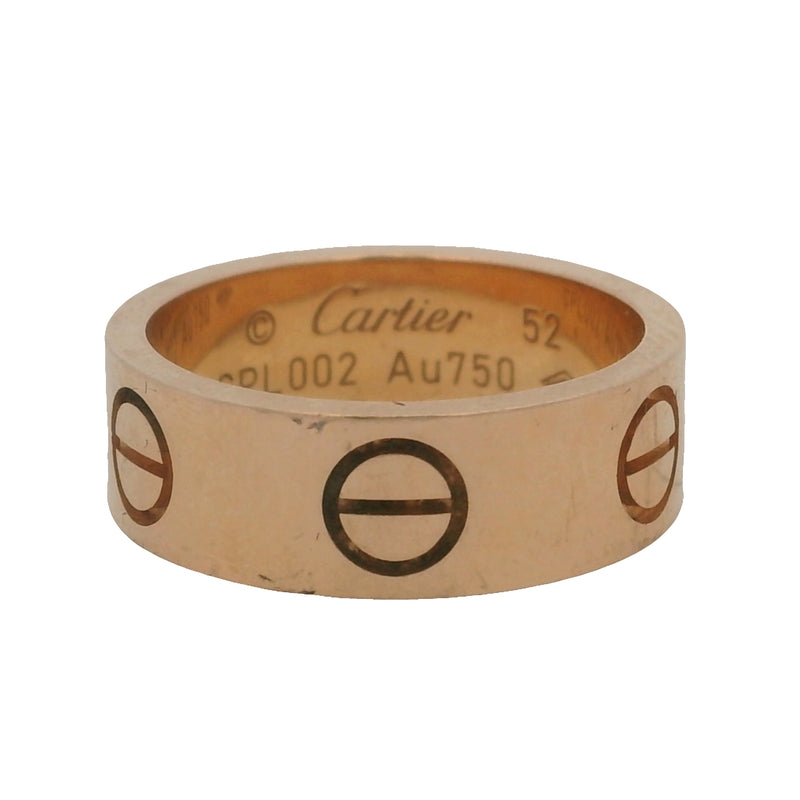 Cartier Solid 18kt Rose Gold Classic Love Ring 6mm Band Size 5.75
