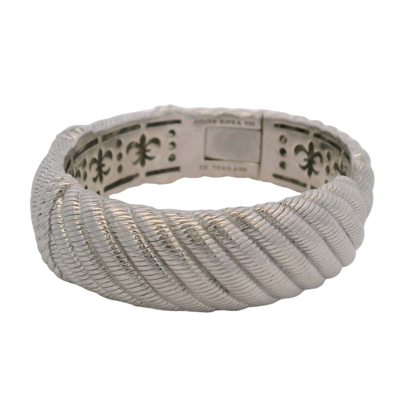 Judith Ripka 925 Sterling Silver and CZ Cubic Zirconia Diamonique 20mm Wide Hinged Cuff Bracelet Made In Thailand