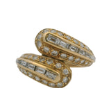 Vintage 1980s Solid 18kt Yellow Gold and 0.99ctw Diamond Bypass Cocktail Ring Size 6.5