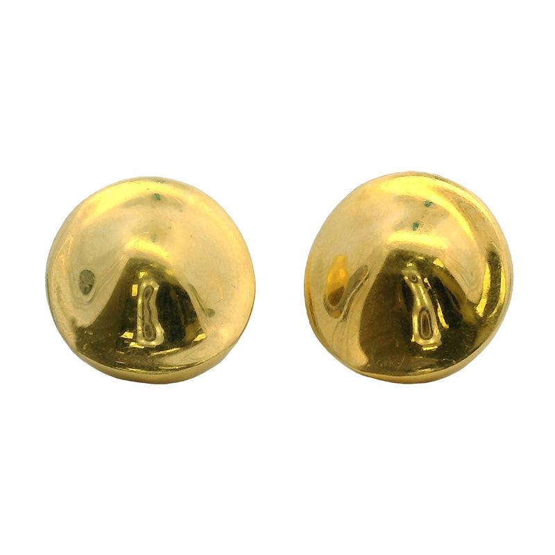 Vintage Robert Lee Morris Solid 18kt Yellow Gold Disc Button 13mm Stud Earrings