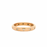 Diamond Station Domed Comfort Band 18K 750 Rose Gold Stackable Ring Size 6