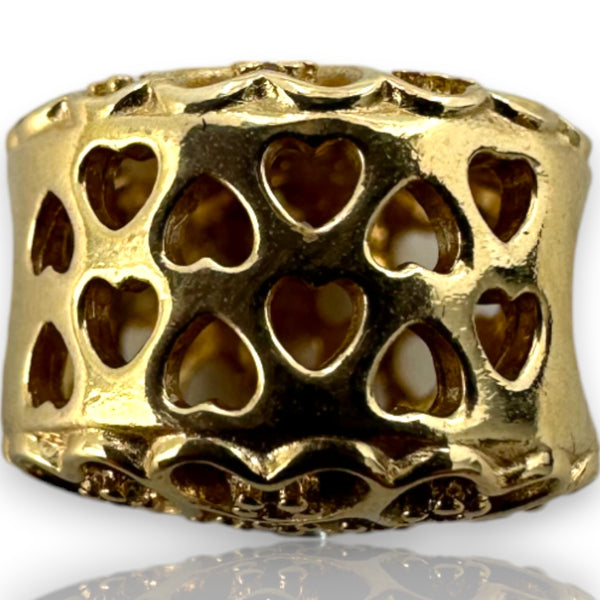 Pandora 14kt Hearts of Gold Cut-Out Spacer Charm with Cubic Zirconia CZ Pendant ALE 585