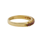 Italian Solid 18kt Yellow Gold Ruby Hald-Eternity Stackable Band Ring Size 5.75
