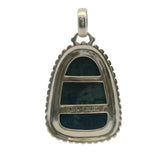 925 Sterling Silver and Carved Sodalite Flower Floral Granulation Edge Pendant Made in Thailand