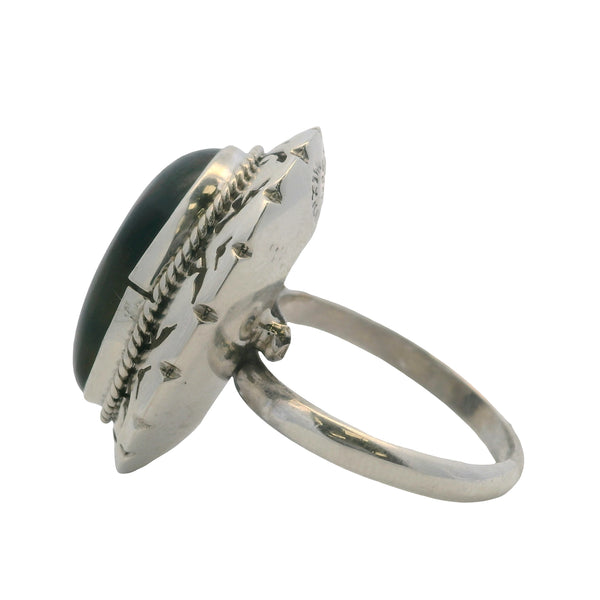 Mexican 925 Sterling Silver Handmade Large Labradorite Cabochon Adjustable Shank Ring