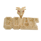 Solid 14kt Yellow Gold GOAT CZ Plate Pendant Charm With Goat Head Lab Ruby Eyes