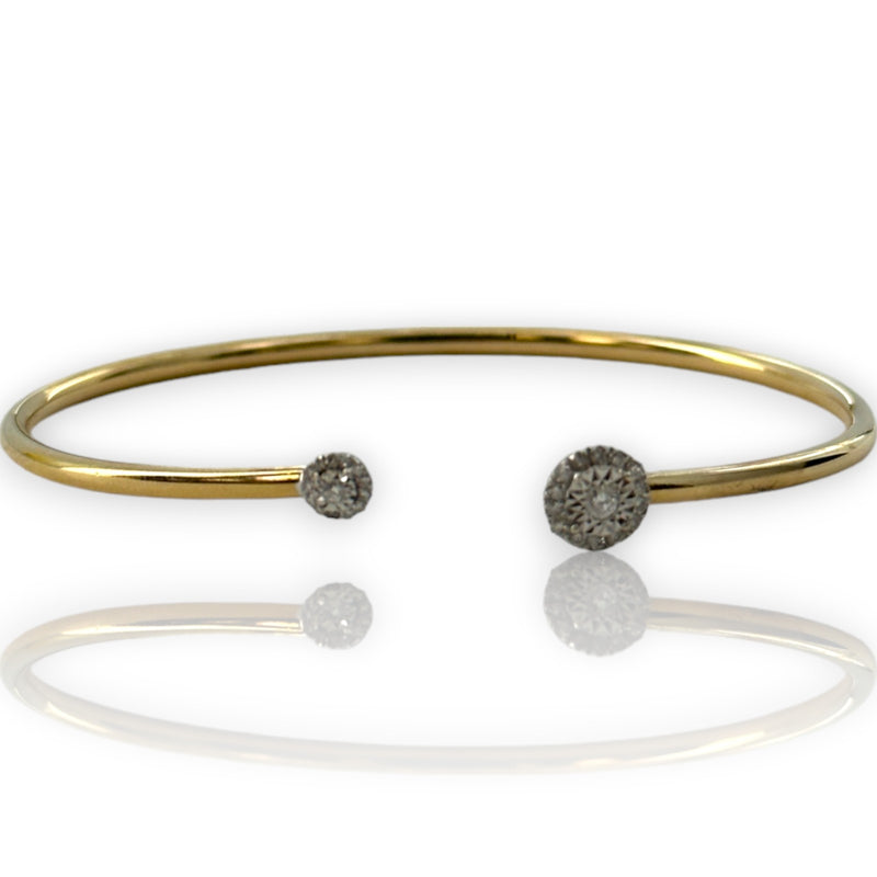 Two-Tone 18kt 0.15ct Diamond Halo Flexible 6" Cuff Bracelet Stamped Ed