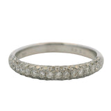Solid 14kt White Gold and Diamond Cluster Pave Stackable 3mm Band Ring Size 6.5