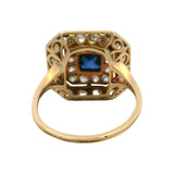 Antique Edwardian 2-Tone 14k Gold 1.44ctw Old European Diamond and Sapphire Cocktail Statement Ring Size 8