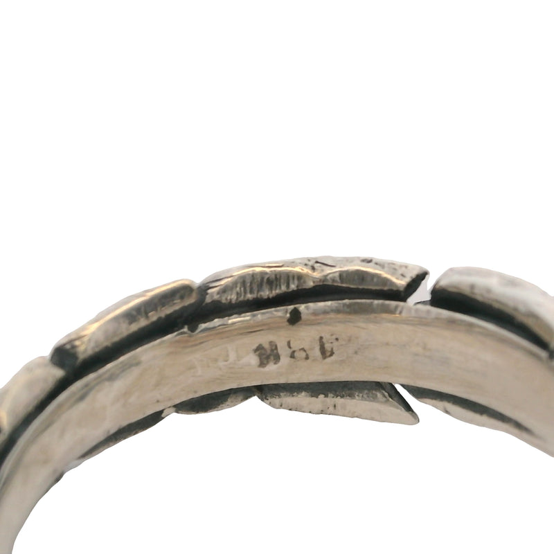 Anillo de hoja de flor en plata de ley 925 y oro amarillo de 18 kt con esmeralda central, talla 5