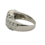 Vintage Mid-Century Solid Platinum and 2ctw Round and Princess Cut Diamond Cocktail Ring Size 7.5