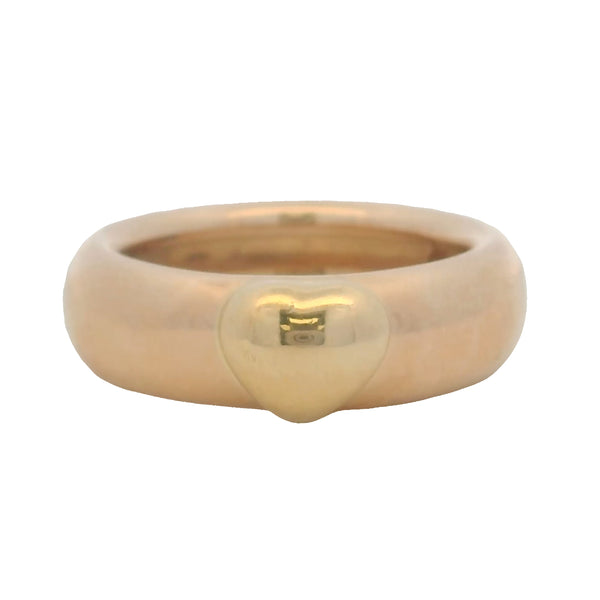 Vintage c1993 Tiffany & Co Solid 18kt Rose Gold Puffy Heart Friendship Ring Size 6