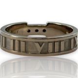 Tiffany & Co Atlas Collection Solid 18kt White Gold Rhodium Plated 5.3mm Band with 3 Diamonds Made in Italy Size 10