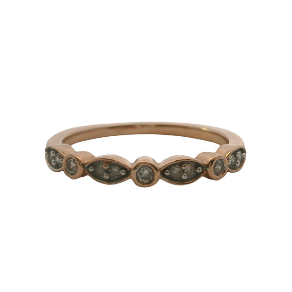 Anillo de bodas de oro rosa macizo de 10 kt y 0,11 ct con detalles de diamantes