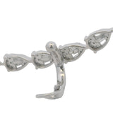 Solid 14kt White Gold and Baguette and Round Diamond Climber Single Dangle Earring with Cuff
