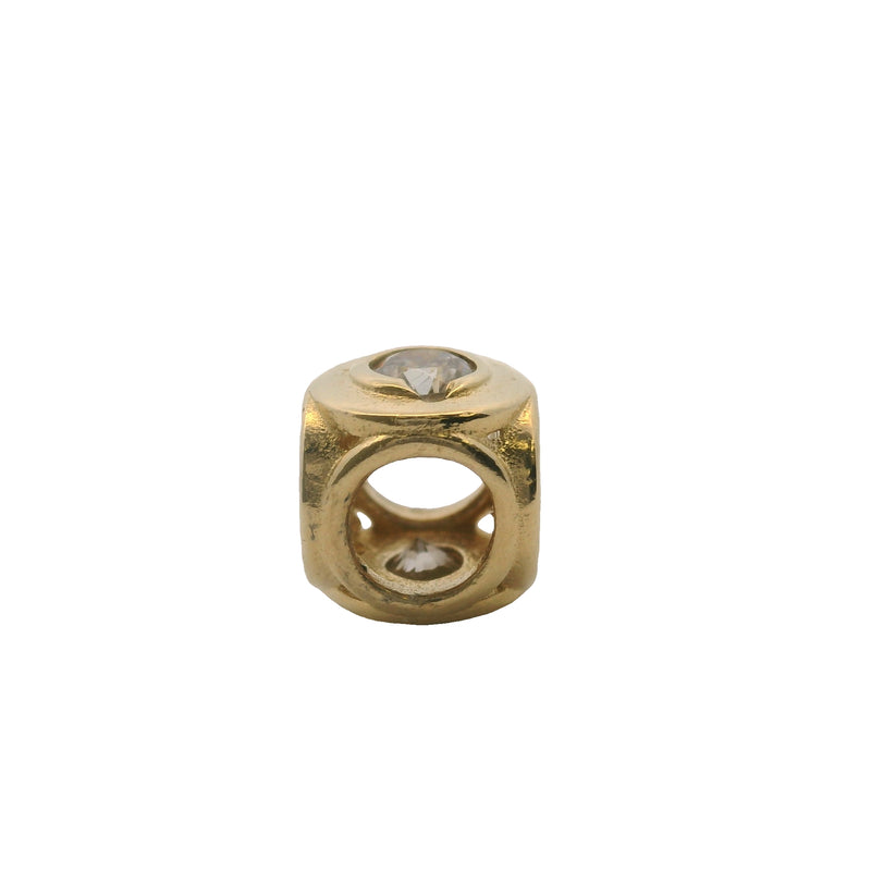 Dije espaciador en racimo de oro amarillo macizo de 14 kt y circonitas cúbicas