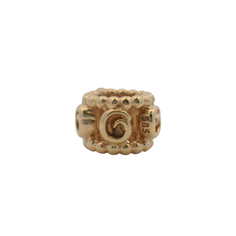 Retired Pandora Solid 14kt Yellow Gold Ring of Roses Spacer Charm