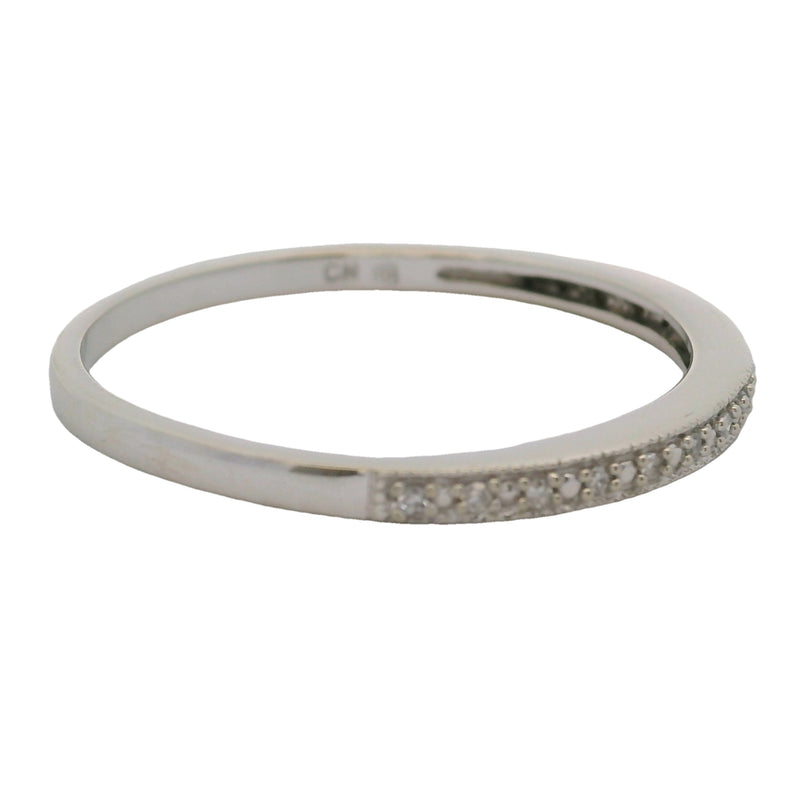 Solid 10kt White Gold and Small Diamonds Stackable Wedding Band Ring Size 9