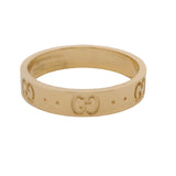 Gucci Solid 18kt Yellow Gold Icon Monogram Logo GG 4mm Band Ring Size 7