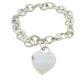 Retired Tiffany & Co 925 Sterling Silver Heart Tag Cable Chain Bracelet 7.5"