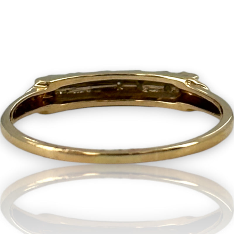 Vintage Granat Bros 1950s "First Lady" Collection 14kt Yellow Gold 5-Stone Diamond Wedding Accent Band Ring Size 8.5