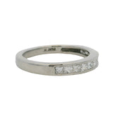 Solid Platinum and Princess Cut Diamond Channel Set Half-Eternity Wedding Band Ring Size 6.25