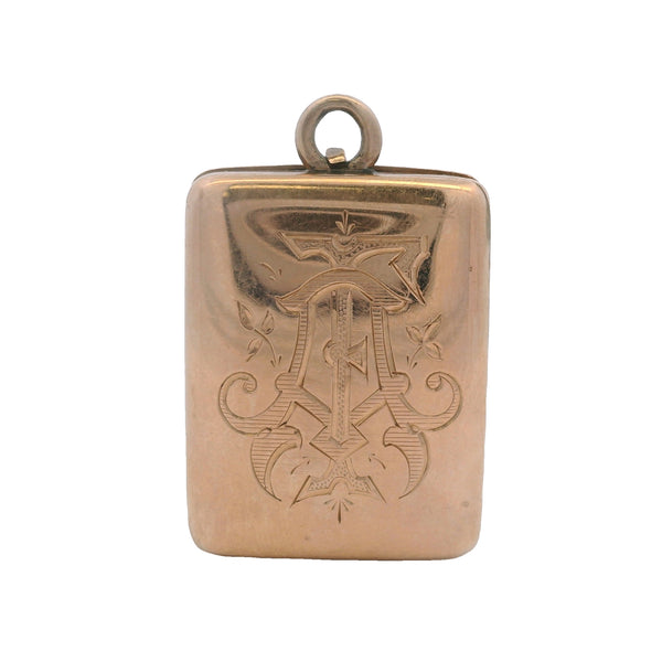 Antique 10kt Rose Gold Diamond Locket Pill Box Charm Pendant