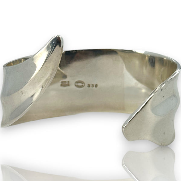 Post-1945 Georg Jensen 925 Sterling Silver Wrap Cuff Bracelet #330 Made In Denmark