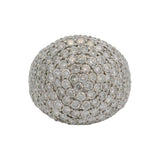 Vintage 18kt White Gold Large 5.25ctw Diamond Pave Cluster Dome Ring Size 6.5