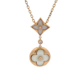 Louis Vuitton Solid 18kt Rose Gold MOP and Diamond Star Color Blossom Drop Necklace 18"