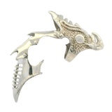Solid 925 Sterling Silver Gothic Knight Armor Full Finger Articulated Claw Ring Size 10