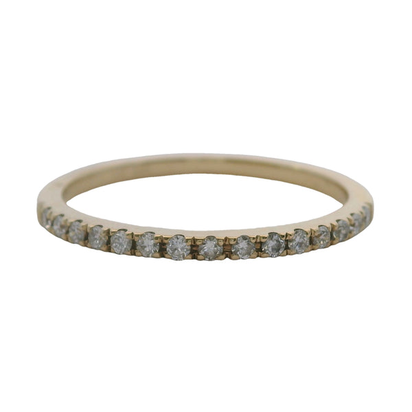 14kt Yellow Gold and Diamond Thin Half-Eternity Stackable Band Ring Size 6