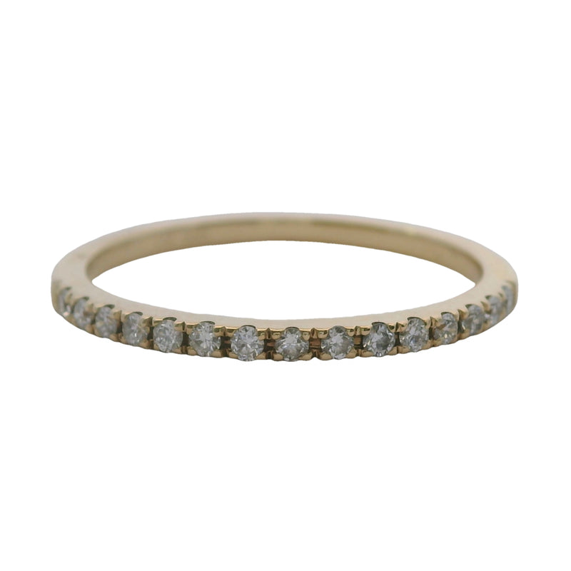 14kt Yellow Gold and Diamond Thin Half-Eternity Stackable Band Ring Size 6