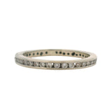 Antique 1920s Solid 14kt White Gold and Diamond Thin Channel Set Eternity Band Ring Size 4.25