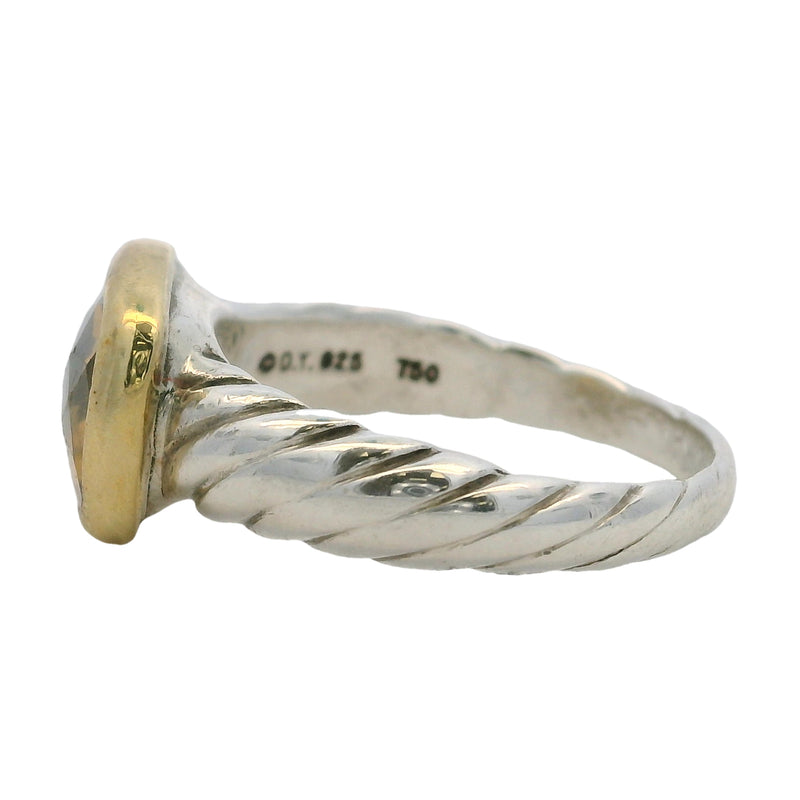 David Yurman Retired 925 Sterling Silver and 18kt Yellow Gold Topaz Ring