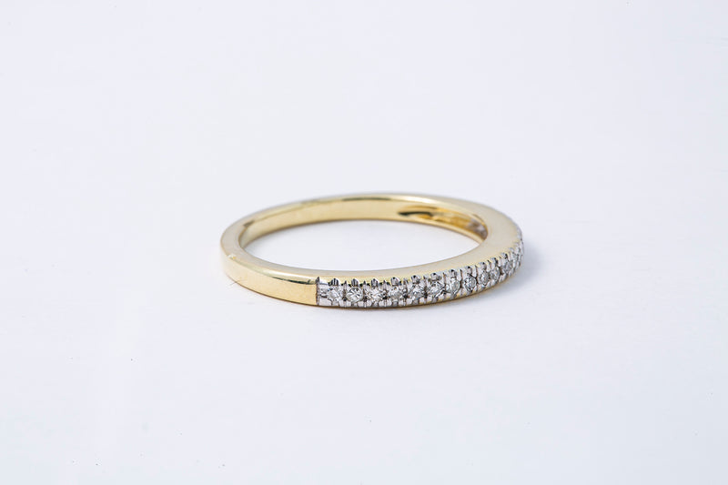 Diamond Line 2mm Anniversary Band 14K 585 Yellow Gold Ring Size 7 1/4
