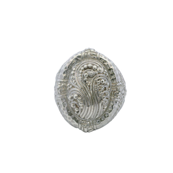 Sarda 925 Sterling Silver Swirl Pattern Oval Framed Ring Size 7