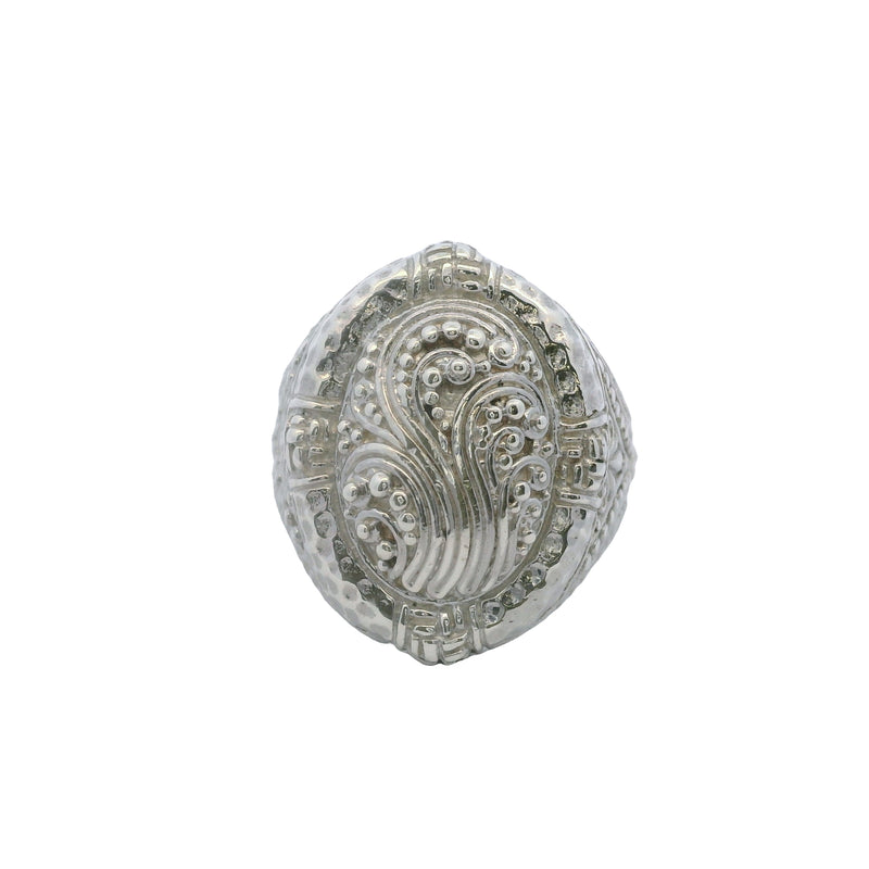 Sarda 925 Sterling Silver Swirl Pattern Oval Framed Ring Size 7