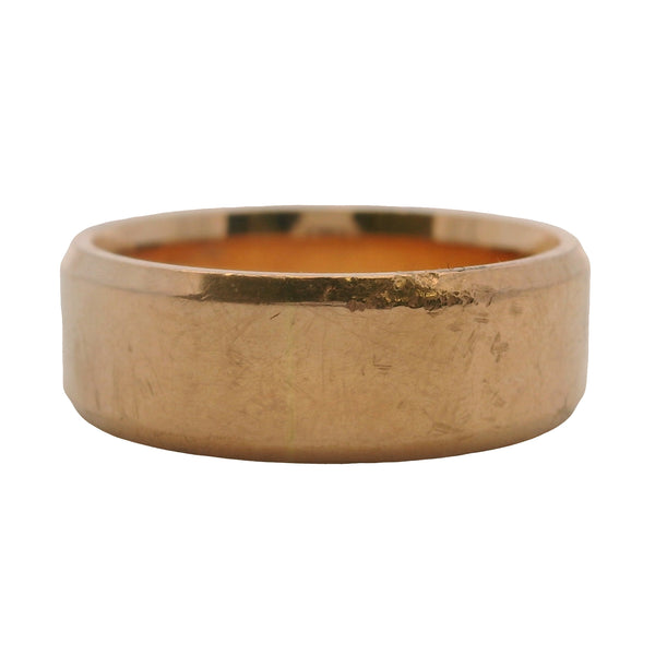 Anillo de boda apilable de oro rosa macizo de 14 kt con borde biselado de 6 mm, talla 5.5