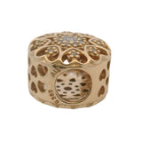 Retired Pandora Solid 14kt Yellow Gold and CZ Hearts of Gold Cut Out Spacer Charm